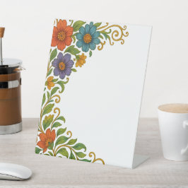 鮮やかカラフルフローラ角マージンデザイン 台座サイン