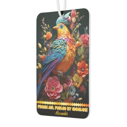鮮やかカラフルフローラ配置の中のオウム カーエアーフレッシュナー (左)