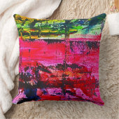 鮮やかカラフルモダンコンテンポラリー抽象芸術技術 クッション (ブランケット)