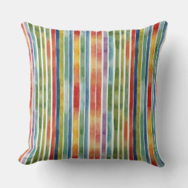 鮮やかカラフルレインボーストライプズ水色 クッション