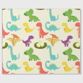 鮮やかカラフル恐竜と卵 ラッピングペーパー (フラット)