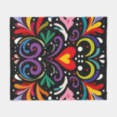 鮮やかカラフル抽象芸術フローラデザイン フリースブランケット (正面(横))