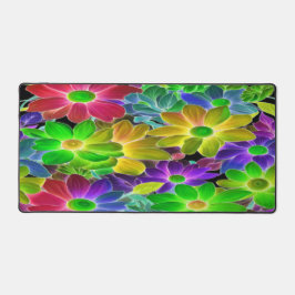 鮮やかカラフル抽象芸術フローラ- Desk Mat デスクマット