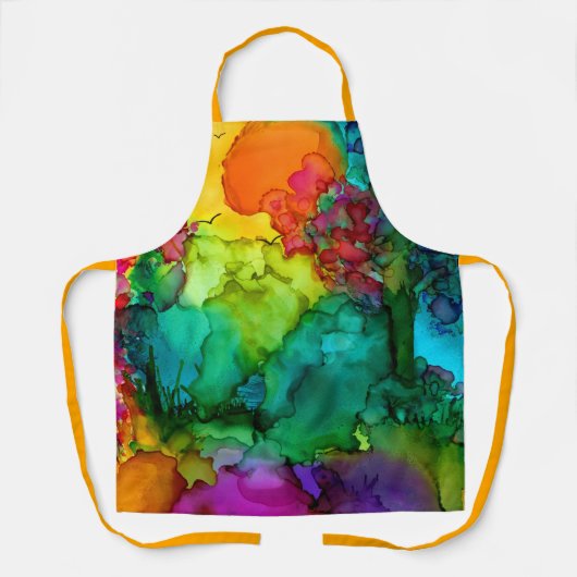 鮮やかカラフル抽象芸術絵を描の前掛 エプロン (正面)