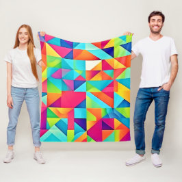 鮮やかカラフル抽象芸術 フリースブランケット