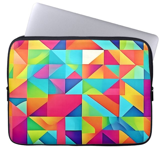 鮮やかカラフル抽象芸術 ラップトップスリーブ (正面)