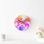 鮮やかカラフル数々の色の結び ラウンド壁時計 (ホーム)