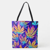 鮮やかカラフル葉Pattern トートバッグ (正面)