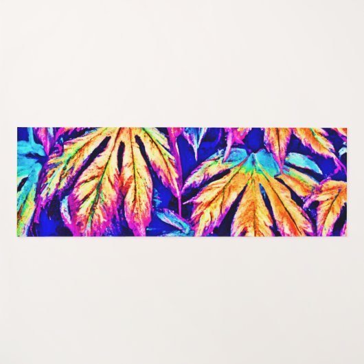 鮮やかカラフル葉Pattern ヨガマット (正面(横))
