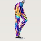 鮮やかカラフル葉Pattern レギンス (右)