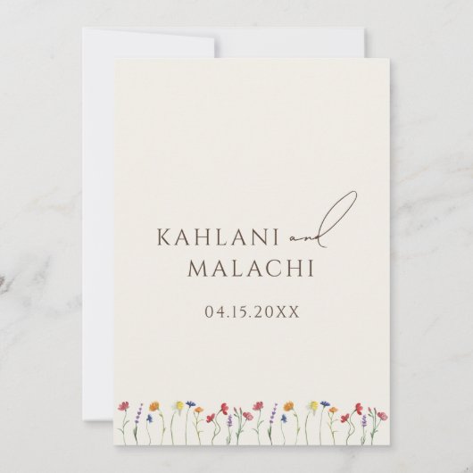 鮮やかカラフル野モダン花結婚病 サンキューカード (裏面)