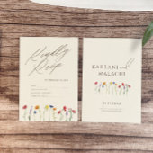 鮮やかカラフル野モダン花結婚病 出欠カード