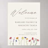 鮮やかカラフル野花開花結婚の歓迎 ポスター (正面)