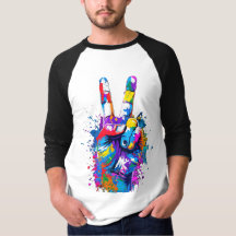 鮮やかカラフルPeace Signハンドデジタルアート