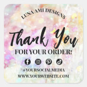 鮮やかカラフルRainbow紙吹雪感謝してい Your Order スクエアシール (正面)