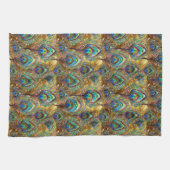 鮮やかクジャク金ゴールド キッチンタオル (横)