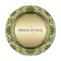 鮮やかクジャックカラーインディアン結婚式招待状