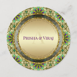 鮮やかクジャックカラーインディアン結婚式招待状 メニュー