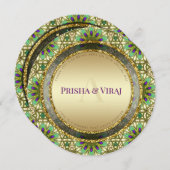 鮮やかクジャックカラーインディアン結婚式招待状 メニュー (正面/裏面)