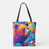 鮮やかクマの月光のシーン トートバッグ (裏面)