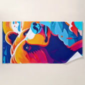 鮮やかクマの月光のシーン ビーチタオル (正面)