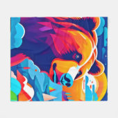 鮮やかクマの月光のシーン フリースブランケット (正面(横))