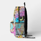 鮮やかクールお洒落フローラ手描きドードル プリントバックパック (右)