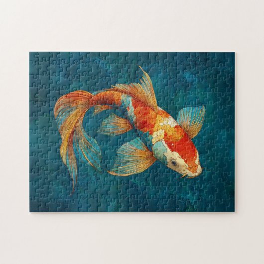 鮮やかコイ魚イラストレーション ジグソーパズル (横)