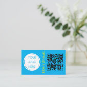 鮮やかコントラスト色、ロゴ、QRコードモダン 名刺 (スタンド正面)