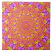 鮮やかサイケデリックカラフル抽象芸術万華鏡のように千変万化するパターン タイル (正面)