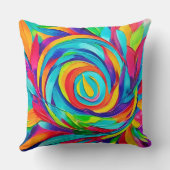 鮮やかサイケデリックフローラ絵を描緩和曲線 クッション (裏面)