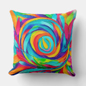 鮮やかサイケデリックフローラ絵を描緩和曲線 クッション (正面)