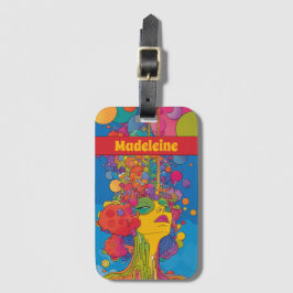 鮮やかサイケデリックポップ・アートのArt Groovyレトロデザイン ラゲッジタグ