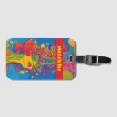 鮮やかサイケデリックポップ・アートのArt Groovyレトロデザイン ラゲッジタグ (正面横)