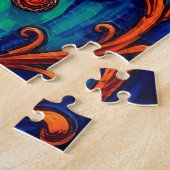 鮮やかサイケデリック海アート – 抽象芸術波 ジグソーパズル (側面)