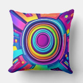 鮮やかサイケデリック渦 クッション (正面)
