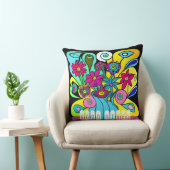 鮮やかサイケデリック花瓶 クッション (椅子)