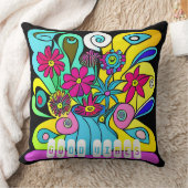 鮮やかサイケデリック花瓶 クッション (ブランケット)