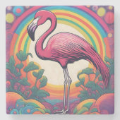 鮮やかサイケデリック・フラミはっきりしたンゴ ストーンコースター (正面)