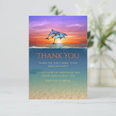 鮮やかサンセットドルフィンズジャンプ海誕生日 サンキューカード (スタンド正面)