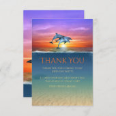 鮮やかサンセットドルフィンズジャンプ海誕生日 サンキューカード (正面/裏面)