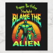 鮮やかサンセットフレームグリーンエイリアン ワインラベル (シングルラベル)