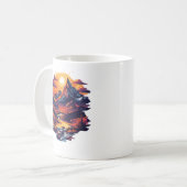 鮮やかサンセットマウンテンとリバーウォーターフォール自然 コーヒーマグカップ (正面左)