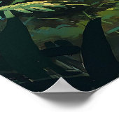 鮮やかサンセット象絵画野生動物 ポスター (角)