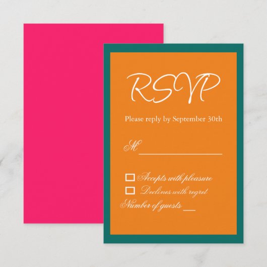 鮮やかサンライズミニマリストミックス&マッチ結婚ズ 出欠カード (正面/裏面)