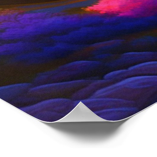 鮮やかサンライズランドスケープ絵を描デジタルプリント ポスター (角)