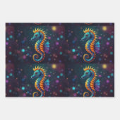 鮮やかシーホースパレカラフルード – 海インスパイア- ラッピングペーパーシート (正面3)