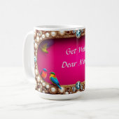 鮮やかジュエリー枠に囲ま華美れた鳥 コーヒーマグカップ (正面左)