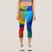 鮮やかストライプの虹色 カプリレギンス (正面)