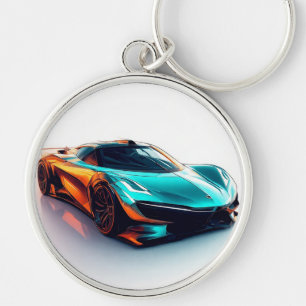 鮮やかスポーツ車モダンデザイン キーホルダー